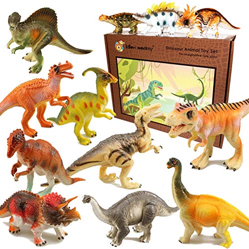 Lello and Monkey Dinosaurios de Juguete de Aspecto realistica (15cm) Conjunto de 12 Figuras Grandes de Dinosaurio de Goma