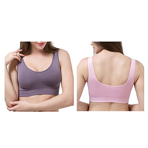 Lemef Sujetador Deportiva sin Costuras Sostén sin Aros con Almohadillas Extraíbles para Mujeres (3 Paquetes)