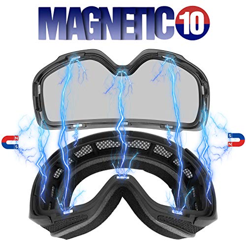 LEMEGO Gafas de Esquí, Gafas de Snowboard Sin Marco magnético Intercambiable 100% UV400 Protección Doble Capa Lente Correa Antideslizante Casco Compatible para Hombres y Mujeres Jóvenes (Plata)