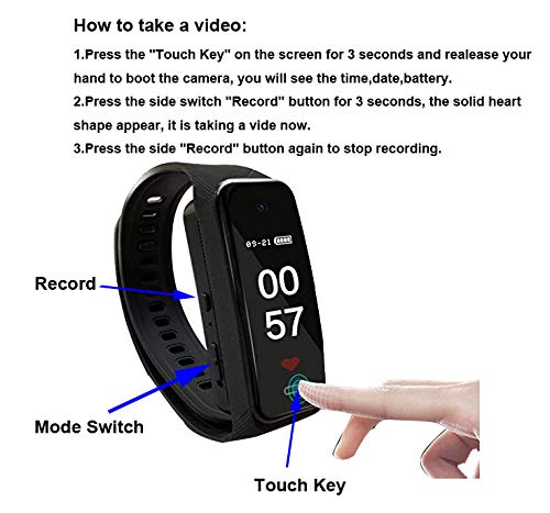 LemoCam 32G Cámara Oculta Pulsera cámara HD 1920 × 1080P Reloj Pulsera cámara espía con Reloj Inteligente Deportivo detección de Movimiento excelente cámara de vídeo Integrado