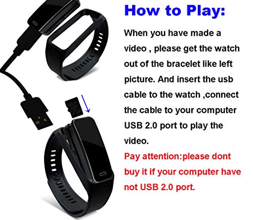 LemoCam 32G Cámara Oculta Pulsera cámara HD 1920 × 1080P Reloj Pulsera cámara espía con Reloj Inteligente Deportivo detección de Movimiento excelente cámara de vídeo Integrado