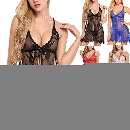 Lenceria Erotica de Mujer,SHOBDW Babydolls Lenceria Sexy Ropa Interior Vestido Camisola De Encaje Arco Tangas G String Conjunto De Ropa De Dormir De Talla Grande para Mujer(Verde,XXL)