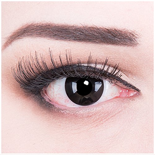 Lentillas de color negro Black Out 1 par. Para carnaval de Halloween gratis estuche de lentillas sin graduación