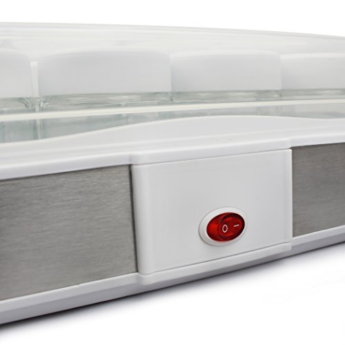 Leogreen - Yogurtera, Máquina para Yogur Natural y Saludable, 12 frasco, 30,6 x 25 x 12,4 cm, Blanco, Capacidad por frasco: 0,21 L