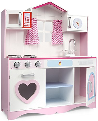 Leomark Cocina PINK PLAY Madera Infantil de Juguete - COLOR ROSA - Accesorios, Para Niños, Efectos de luz y sonido, Dim: 82x30x101(altura) cm