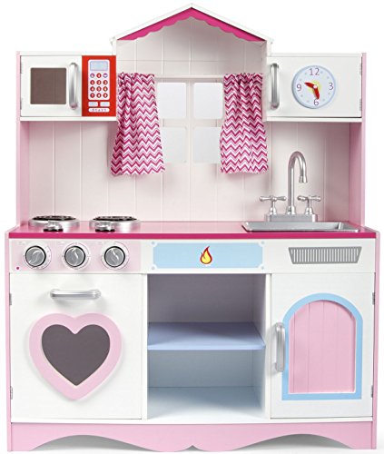 Leomark Cocina PINK PLAY Madera Infantil de Juguete - COLOR ROSA - Accesorios, Para Niños, Efectos de luz y sonido, Dim: 82x30x101(altura) cm