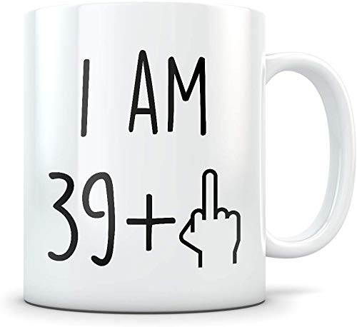 Leonat Divertido regalo de cumpleaños número 40 para mujeres y hombres - Taza de café Happy Bday de 40 años de edad - Idea de la Copa Gag Party como broma - Los mejores cuarenta regalos de cumpleaños