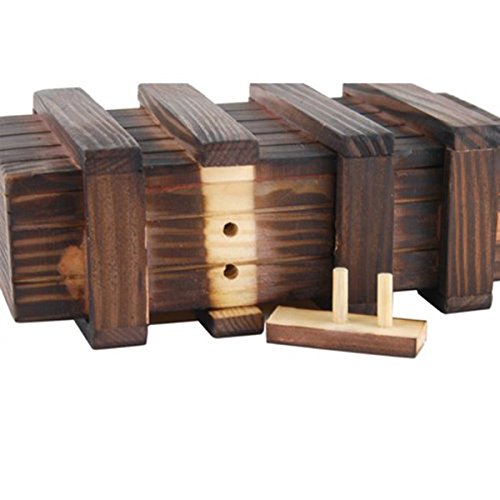 LEORX Caja mágica Brain Teaser dos mágicos madera cajones secretos de regalo caja de joyería juguete del rompecabezas