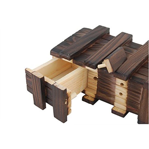 LEORX Caja mágica Brain Teaser dos mágicos madera cajones secretos de regalo caja de joyería juguete del rompecabezas