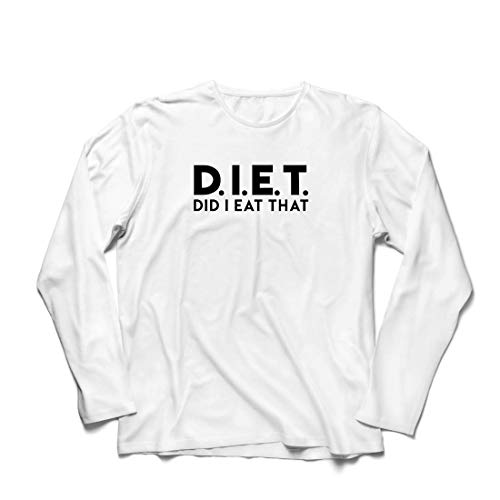lepni.me Camiseta de Manga Larga para Hombre Dieta - ¿Comí eso? Divertido Ejercicio, Gimnasia, Ejercicio Diciendo (XS Blanco Multicolor)