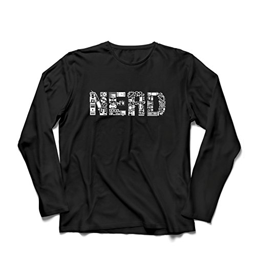 lepni.me Camiseta de Manga Larga para Hombre Nerd - Programador o Jugador Idea de Regalo Divertido (Large Negro Multicolor)