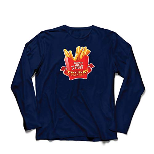 lepni.me Camiseta de Manga Larga para Hombre No Hay Nosotros con Patatas Fritas, Ropa de Viernes, Amante de la Comida chatarra (Medium Azul Multicolor)