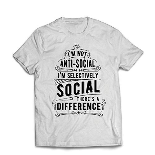 lepni.me Camisetas Hombre No Soy Antisocial Solo selectivamente Social, Gracioso Diciendo, Citas de Humor sarcástico (XXX-Large Blanco Multicolor)