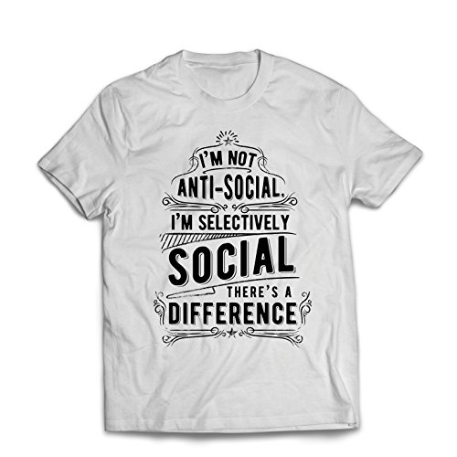 lepni.me Camisetas Hombre No Soy Antisocial Solo selectivamente Social, Gracioso Diciendo, Citas de Humor sarcástico (XXX-Large Blanco Multicolor)