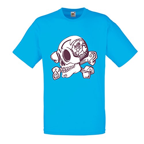 lepni.me N4603 Camiseta Skull and Bones (X-Large Azul Multicolor)