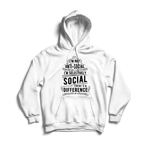 lepni.me Sudadera con Capucha No Soy Antisocial Solo selectivamente Social, Gracioso Diciendo, Citas de Humor sarcástico (XX-Large Blanco Multicolor)