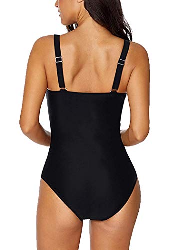 Leslady Bañador para Mujer Una Pieza Leopardo Cuello en V Traje de baño de una Pieza con Formas del Cuerpo Cintura Tankini Traje de baño de Gran tamaño S-5XL