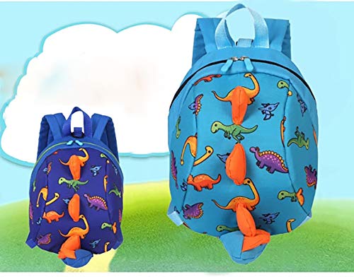 LESNIC Mochila para Niños Guarderia Niño Mochila Anti Perdió Dinosaurio Mochila Escolar con Correa de Arnés de Seguridad Mochila Escolar Infantil Bebe (Celo Azul)