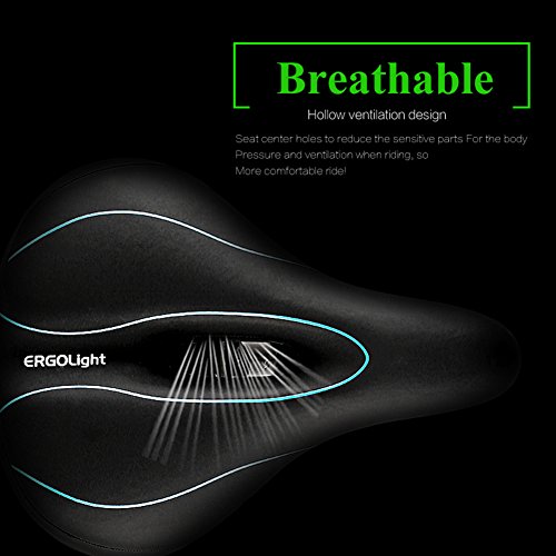 Letton Sillín de Bicicleta Hueco para Hombres y Mujeres con luz Trasera de suspensión de Gel para Bicicleta de montaña, Bicicleta de Carretera