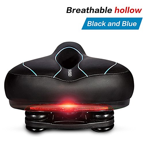 Letton Sillín de Bicicleta Hueco para Hombres y Mujeres con luz Trasera de suspensión de Gel para Bicicleta de montaña, Bicicleta de Carretera