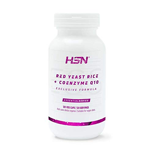 Levadura de Arroz Rojo con 10mg de Monacolina K + 50mg Coenzima Q10 de HSN | Alta Concentración | Reduce tu Colesterol de Manera Efectiva | Vegano, Sin Gluten, Sin Lactosa, 120 Cápsulas Vegetales
