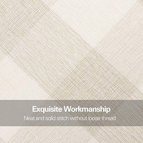 Lewondr Enrejado Funda de Almohada de Lino,2 Pack 45 * 45 cm Funda de Cojín Cuadrado Moderna de Enrejado Protectora de Almohada para Sofá Cama Decoración del Hogar,Coche，Beige