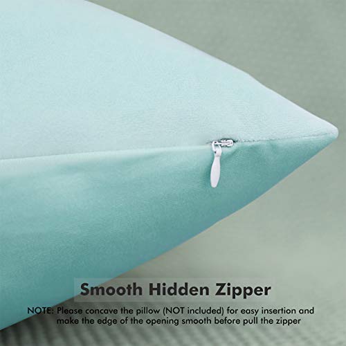 Lewondr Funda de Almohada de Terciopelo,(2 Pack) 45 x 45cm Funda de Cojín Cuadrada Moderna de Color Sólido Suave Protectora de Almohada para Sofá Cama Decoración del Hogar,Coche, Bebe Azul
