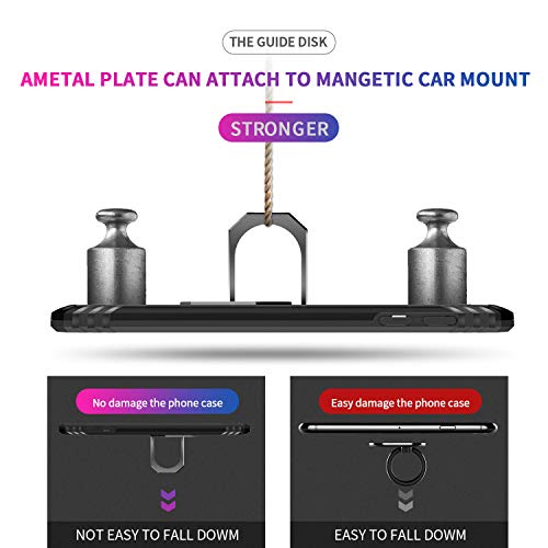 LeYi Funda Huawei Y7 2019 Armor Carcasa con 360 Anillo iman Soporte Hard PC y Silicona TPU Bumper antigolpes Fundas Carcasas Case para movil Huawei Y7 con HD Protector de Pantalla,Negro