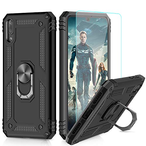 LeYi Funda Huawei Y7 2019 Armor Carcasa con 360 Anillo iman Soporte Hard PC y Silicona TPU Bumper antigolpes Fundas Carcasas Case para movil Huawei Y7 con HD Protector de Pantalla,Negro
