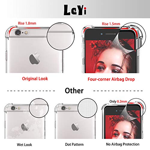 LeYi Funda iPhone SE 2020/6 / 6S / 7/8 / con [2-Unidades] Cristal Vidrio Templado, Transparente Shockproof Carcasa Silicona PC y TPU Slim Gel Bumper Cover Case para Movil Apple iPhone 8,Clear