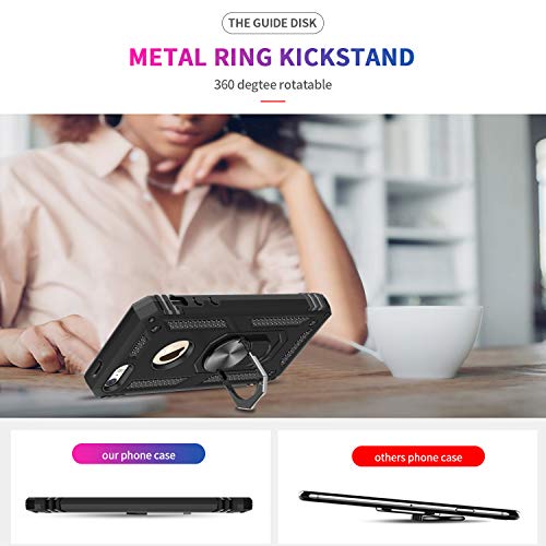 LeYi Funda iPhone SE/5S/5 Armor Carcasa con 360 Anillo iman Soporte Hard PC y Silicona TPU Bumper antigolpes Fundas Carcasas Case para movil iPhone SE/5S/5 con HD Protector de Pantalla,Negro