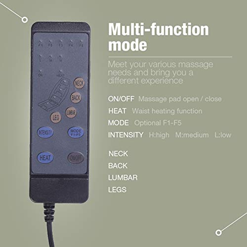 LFF MASSAGE Colchoneta de Masaje Shiatsu multifunción, colchón de Masaje con calefacción para Todo el Cuerpo, Control Remoto, para Uso en el hogar y en el automóvil, Negro