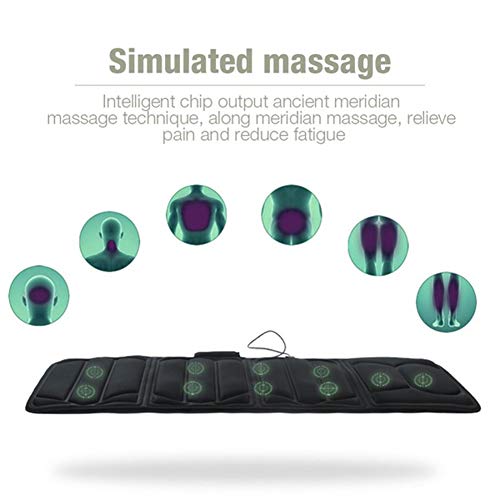 LFF MASSAGE Colchoneta de Masaje Shiatsu multifunción, colchón de Masaje con calefacción para Todo el Cuerpo, Control Remoto, para Uso en el hogar y en el automóvil, Negro