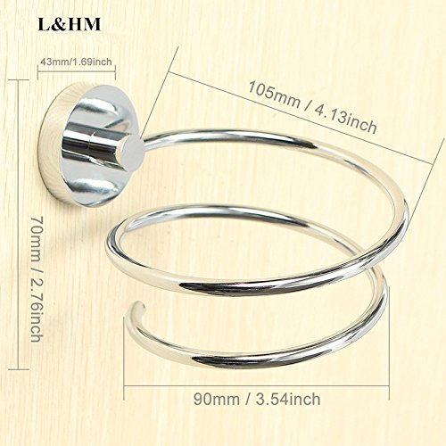 L&HM Soporte de secador Pelo de Acero Inoxidable, Titular Cromado para Baño Dormitorio Peluquería 11 x 8.5 x 13CM