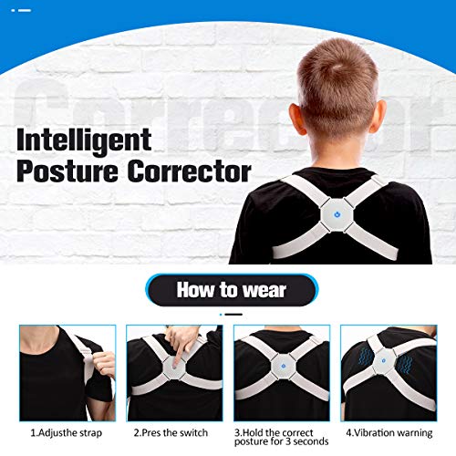 liaboe Corrector de postura - Corrector de espalda inteligente con función de vibración para aliviar el dolor de espalda, pecho, cuello y hombro