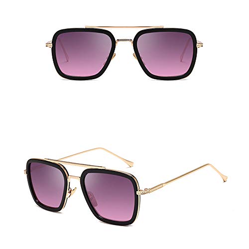 LIANHUI Steampunk - Gafas de sol unisex cuadradas, color negro, azul, morado, naranja, gris 5 M