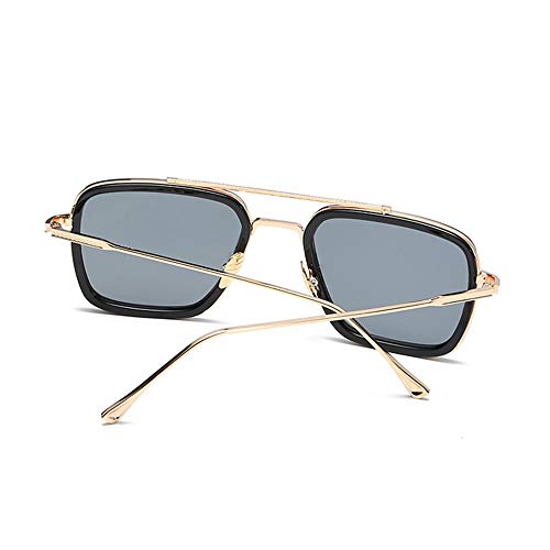 LIANHUI Steampunk - Gafas de sol unisex cuadradas, color negro, azul, morado, naranja, gris 5 M