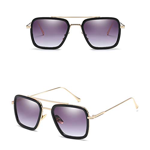 LIANHUI Steampunk - Gafas de sol unisex cuadradas, color negro, azul, morado, naranja, gris 5 M