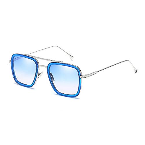 LIANHUI Steampunk - Gafas de sol unisex cuadradas, color negro, azul, morado, naranja, gris 5 M