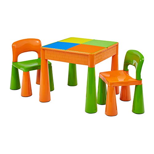 Liberty House LH899G Juego de mesa y 2 sillas infantiles, color naranja y verde