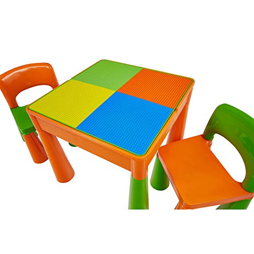 Liberty House LH899G Juego de mesa y 2 sillas infantiles, color naranja y verde
