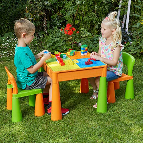 Liberty House LH899G Juego de mesa y 2 sillas infantiles, color naranja y verde