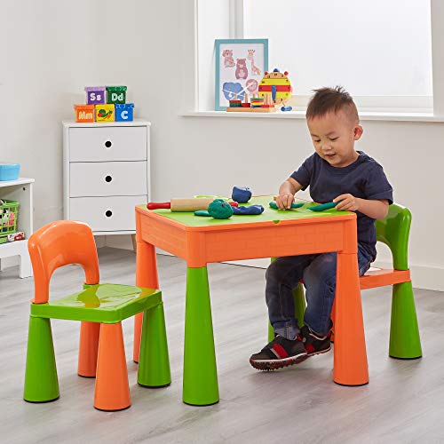 Liberty House LH899G Juego de mesa y 2 sillas infantiles, color naranja y verde