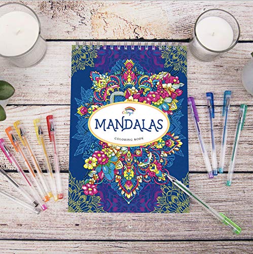 Libros Mandalas Colorear Adultos por Colorya, Papel Calidad Premium, Sin Manchas, Impresión A Una Cara, Libro Tamaño A4 y Espiralado + Ebook Extra con ejemplos, ideas y tips para colorear
