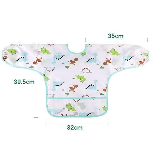 Lictin Baberos Bebe Impermeables- 5 Pcs Baberos Bebe con Mangas con Escote Ajustable, Baberos Bebe Impermeables con Mangas para Bebes de 0-24 Meses