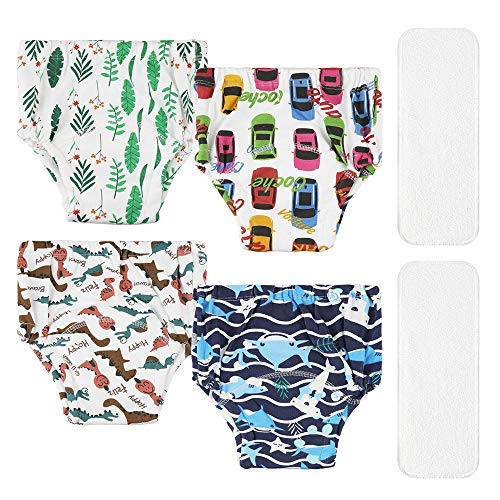 Lictin Pantalones de Entrenamiento para Bebé- Pañal de Aprendizaje para Bebés con 4 Ropa Interior Pantalones de Entrenamiento Orinal y 2 Reutilizables Pañales de Tela Talla (2-3 años)