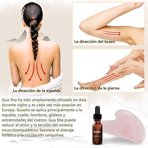 Lictin Rodillo de Jade Facial Masaje- 2 pcs Gua Sha Facial, Masajeador Cara Jade, Masajeador Roller Tools Anti Aging Belleza Natural Dispositivo Herramienta para Cara Ojos Cabeza Cuello Cuerpo