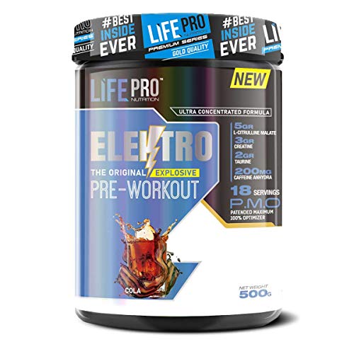 Life Pro Elektro 500g | Pre Workout en Polvo | Suplemento Pre Entreno de la Mejor Calidad del Mercado | Nueva Formula (COLA)