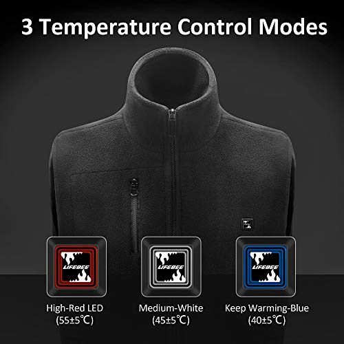 LIFEBEE Chaleco Calefactable EléCtrico, Chaleco Térmico Eléctrico Lavable Hombres y Mujeres Temperatura Ajustable USB Chaleco Cálido de Invierno para Cámping Excursionismo Esquiar (Negro, M)