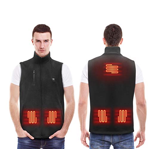 LIFEBEE Chaleco Calefactable EléCtrico, Chaleco Térmico Eléctrico Lavable Hombres y Mujeres Temperatura Ajustable USB Chaleco Cálido de Invierno para Cámping Excursionismo Esquiar (Negro, M)